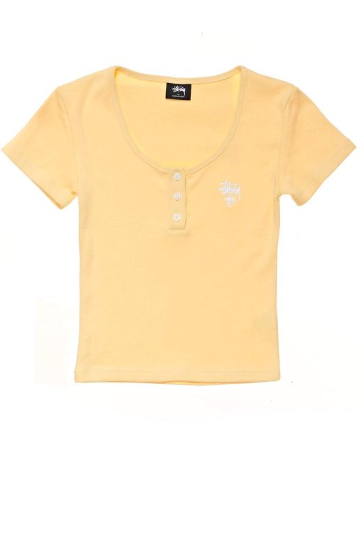 Stussy Womens Berk Scoop Neck T Shirt Yellow - CNQFZ1982